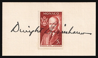 1956 5fr Principality of Monaco, Signature of 34th President of the United States Dwight D. Eisenhower