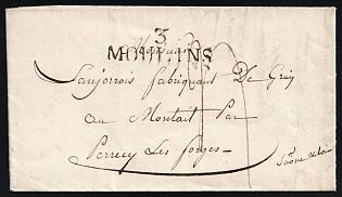 1826 (29 Apr) France, Stampless Cover from Moulins to Perrecy-les-Forges