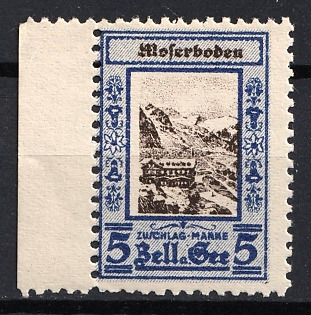 1927 5M Moserboden, Austria Local Issue, Margin