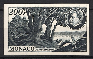 1955 200fr Principality of Monaco, Black Proof, Imperforate