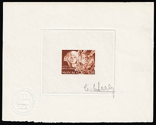 1973 0.50fr Principality of Monaco, Presentation Souvenir Sheet, Brown, Signature