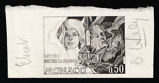 1973 0.50fr Principality of Monaco, Part of Presentation Souvenir Sheet, Black, Signatures