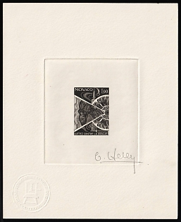 1977 1.00fr Principality of Monaco, Presentation Souvenir Sheet, Black, Signature