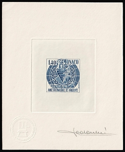 1981 1.40fr Principality of Monaco, Presentation Souvenir Sheet, Blue, Signature