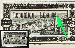1927 4pia on 0.25pia Lebanon, French Colonies, Overprint  ERROR 'Libana'