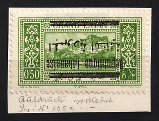 1928 0.50pia Lebanon, French Colonies, Inverted Overprint