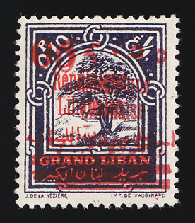 1928 5pia on 0.10pia Lebanon, French Colonies, Double Overprint