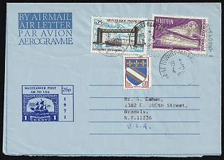 1971 (3 Oct) France, Airmail Cover from Le Touquet-Paris-Plage to Brooklyn (United States), franked with 0.10fr, 0.25fr, 0.80fr, Commemorative Postmark