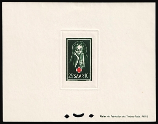 1951 25+10fr Saarland, Germany, Presentation Souvenir Sheet