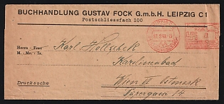 Germany: 1940 (Sept. 27) Wrapper to Austria (4pf rate) with 'Leipzig C2' Swastika Postage Meter Imprint in red