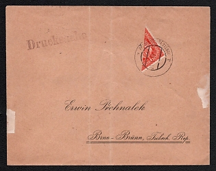 1919 (25 Jan) Czechoslovak Republic Cover from Tishnov (Czechoslovakia) to Brno (Czechoslovakia), franked with bisect 6c (Provisional franking Austria), with dark handstamp 'Printed Matter.'