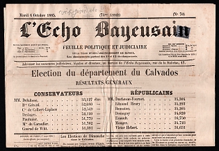 1885 (6 Oct) 'L’Echo Bayeusain', Newspaper, France, franked with 1c