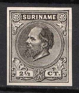 1875-79 2.5c Suriname, Netherlands Colonies, Proof, Signed