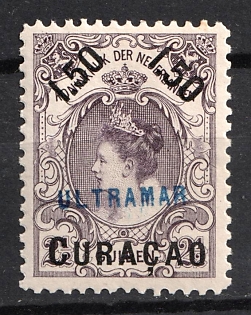 1901 1.50g on 2.50g Curacao, Netherlands Colonies, 'Ultramar', Specimen