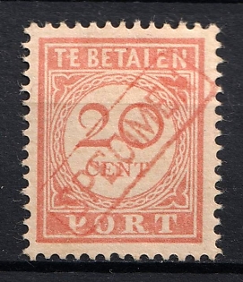 1913-14 20c Netherlands East Indies, Netherlands Colonies, Official Stamp, Specimen