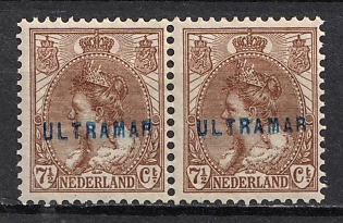 1899-1920 7.5c Netherlands, 'Ultramar', Specimens, Pair