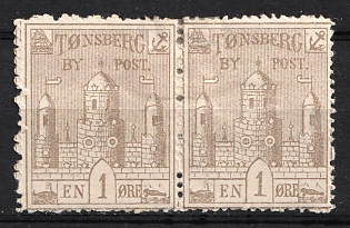 1880s 1o Norway, Tonsberg Bypost Local Post, Pair