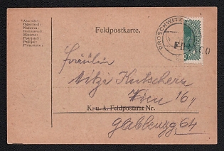 1919 Austria Field post, Military Post Postcard from Proschwitz (Germany) to Wien (Austria), franked with 20h bisect