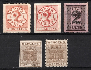 XIX century Norway, Bergen Bypost Local Post