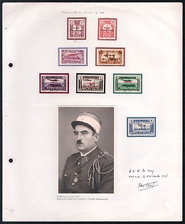 Alexandretta, French Colonies Presentation Sheet with stamps, Photograph and signature of lieutenant-colonel Collet