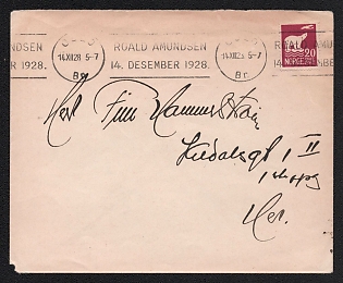 1928 (14 Dec) Norway Commemorative Cover 'Dedicated to Roald Amundsen' from Oslo (Norway) franked with 20øre