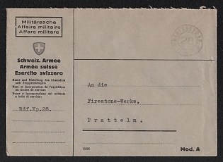 Switzerland Field Post 'Rdf. Kp. 28', Military Post Cover to Pratteln (Switzerland), with black handstamp