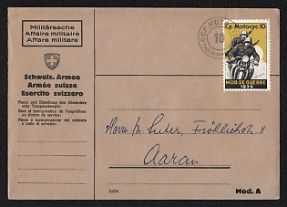 Switzerland Field Post 'Cp. motorcycle 10', Military Post Cover to Aarau (Switzerland), franked with Postmark ' MOB.DE GUERRE 1939'