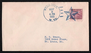 1933 (3 May) United States, Cover from Star City (USA) to St. Louis (USA), franked with 3c, with Blue 'Star' Handstamp