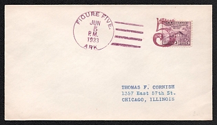 1933 (5 Jun) United States, Cover from Figure Five (USA) to Chicago (USA), franked with 3c, with Violet 'Figure Five' Handstamp