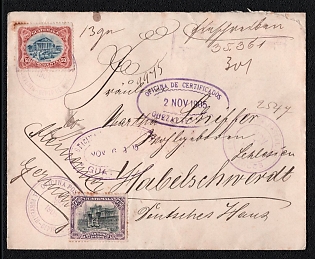 1905 (27 Now) Guatemala Cover from San Marcos (Guatemala), via Guatemala City, via Habelschwerdt (Germany),  forwarded to Neusalz (Germany), franked with 50c and 75c, Wax Seal