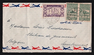 1948 (1 Oct) Syria Airmail, Cover from Damascus (Syria) to Lambermont (Belgium), franked with 50p and pairs of 2 1/2p