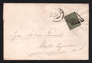 1852 Italy, Cover from Ferrara to La Maddalena, franked with 2b