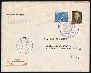 1950 (19 Aug) Netherlands, 'Breda Puppet Exhibition', Registered Cover from Breda to Amsterdam franked with 2c and 15c, Commemorative Postmark