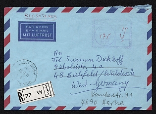 1977 (23 Lul) Lebanon Airmail, Registered Cover from Beirut (Lebanon) to Bielefeld (Germany), franked with 'Postage Paid'