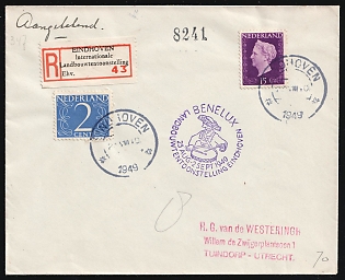 1949 (24 Aug) Netherlands, 'International Agricultural Exhibition', Registered Cover from Eindhoven to Tuindorp (Utrecht) franked with 2c and 15c, Commemorative Postmark
