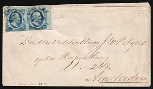 1856 (19 Sep) Netherlands, Cover to Amsterdam franked with pair of 5c, Margin