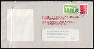 1985 (16 Dec) Netherlands, Cover with Direct-Mail Subscription Campaign for Global Edition of Magazine 'Fortune International' from Amsterdam franked with 50c and 70c