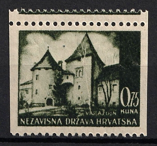 1942 0.75k Croatia, NDH, Missing Perforation, Shifted Perforation