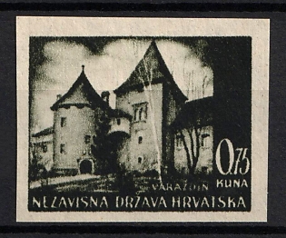 1942 0.75k Croatia, NDH, Proof, Imperforate, Thin Paper