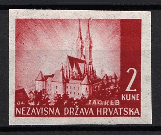 1941 2k Croatia, NDH, Proof, Imperforate, Thin Paper