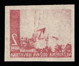 1941 2k Croatia, NDH, OFFSET, Proof, Imperforate, Thin Paper
