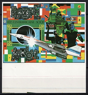 1980 500f, Central African Republic, Airmail, Plate Proof, Margin, Imperforate