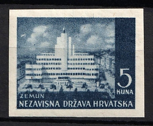 1942 5k Croatia, NDH, Proof, Imperforate