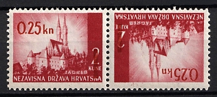 1942 0.25k on 2k Croatia, NDH, Tete-beche