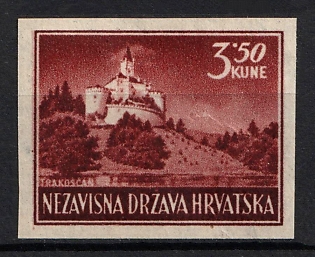 1944 3.50k Croatia, NDH, Imperforate, Thin Paper