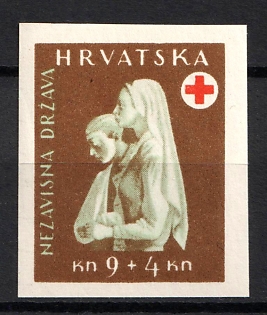 1943 9k+4k Croatia, NDH, Imperforate, Trial Colours Proof