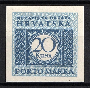 1943-44 20k Croatia, NDH, Postage Due, Imperforate