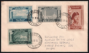 1946 (11 Apr) Barletta - Trani, Polish II Corps in Italy, Poland, DP Camp, Displaced Persons Camp, Military Field Post Cover to Naples (Italy), franked with a Complete Set of 45gr - 2zl, tied by 'Main Field Post Office 104' Postmark