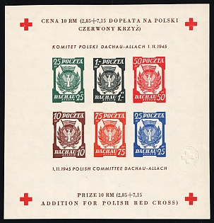 1945 Dachau - Allach, Poland, DP Camp, Displaced Persons Camp, Souvenir Sheet