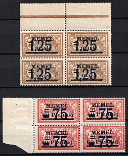 1922 Memel, Germany, Block of four, Control Strip, Margin